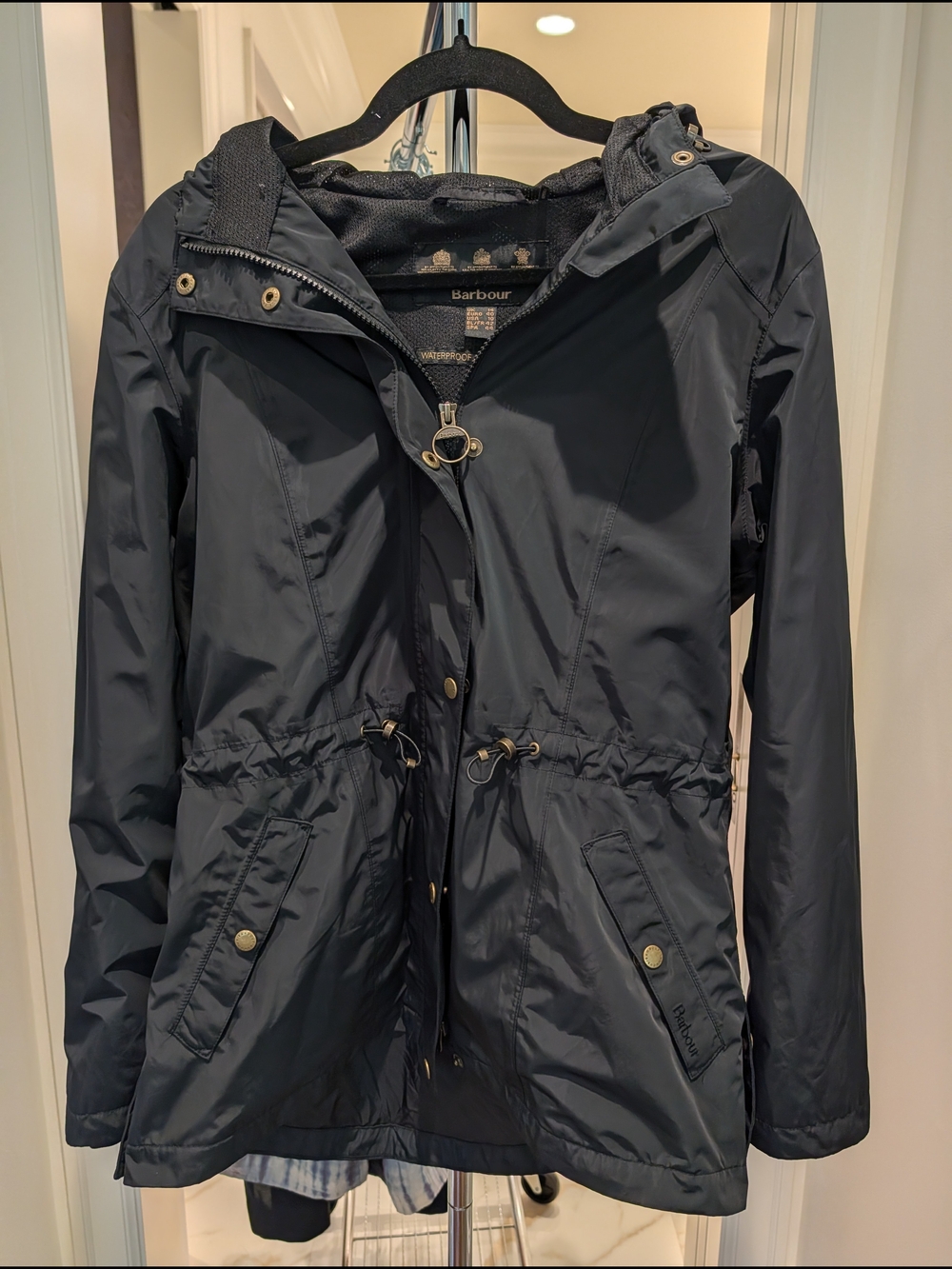 Barbour Denstone Black Hooded Drawcord Utility Jacket - Picture 2 of 6